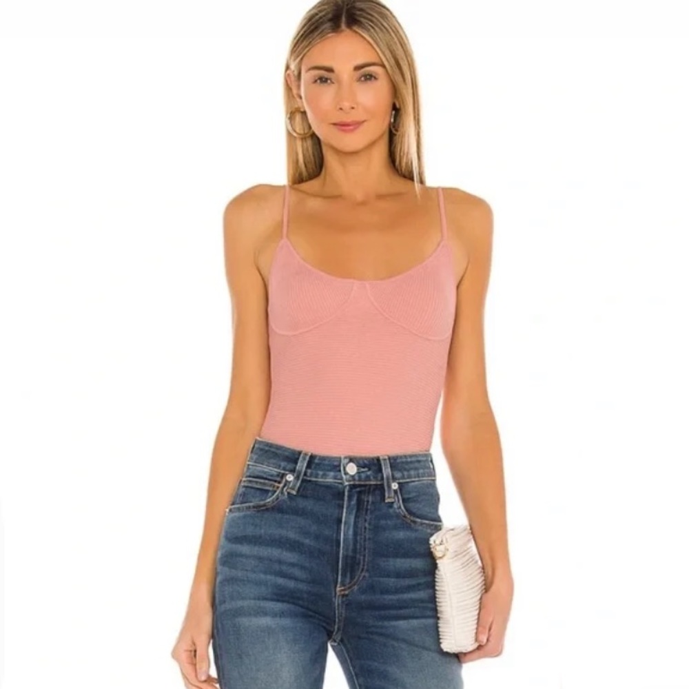 525 America Ribbed Bralette Tank Top - Pink/Rose